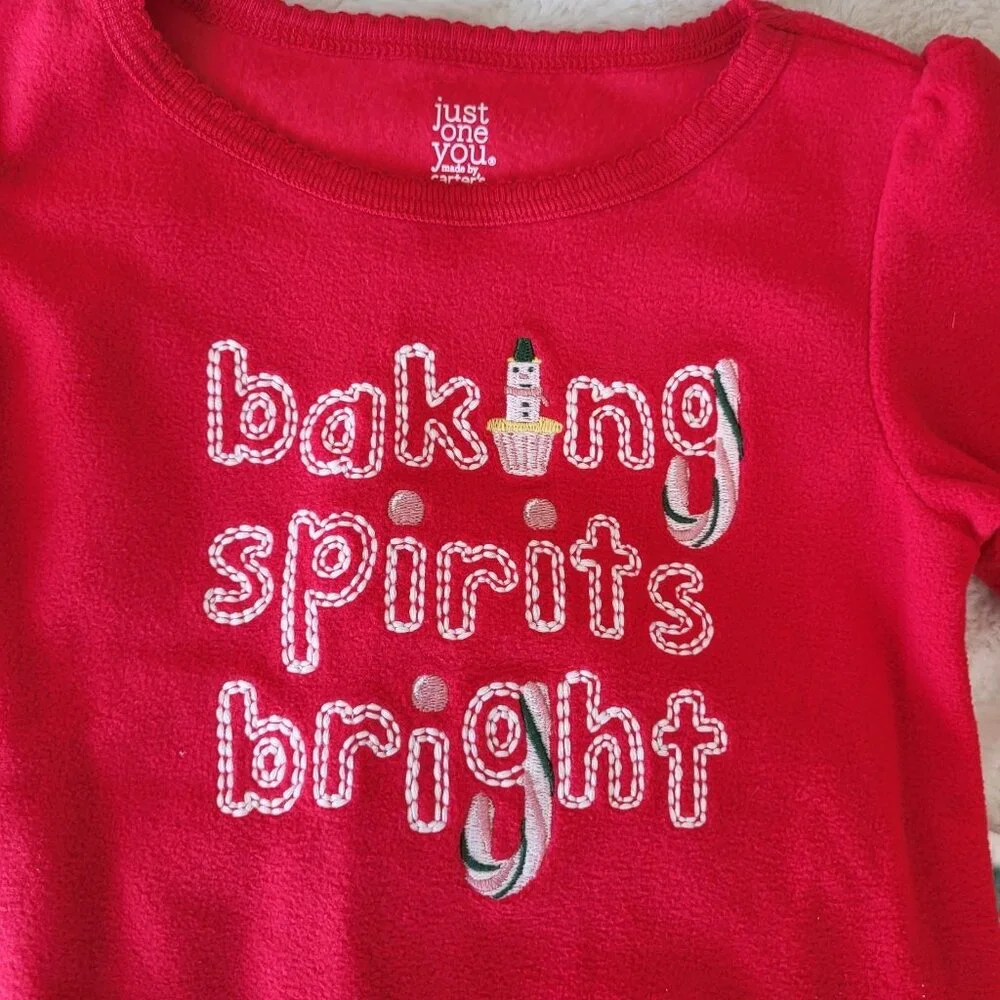 Carter's Just One You Christmas Pajamas Baby 12 Months‎  Red Pink Fleece...
